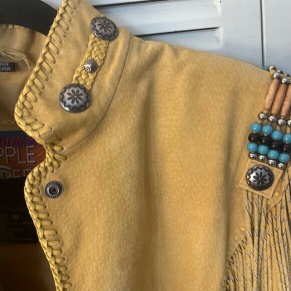 Cripple Creek 100% Leather Fringe Western Jacket M Beaded Cowgirl Rodeo Style - Picture 9 of 11